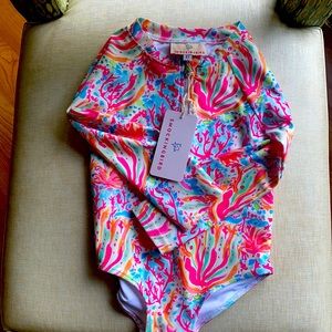 Girls 2t coral swim suit zip up